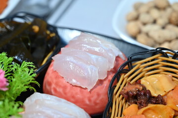 Korean style raw fish. Sashimi