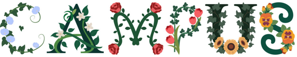 CAMPUS, Floral Alphabet Print Wall Art