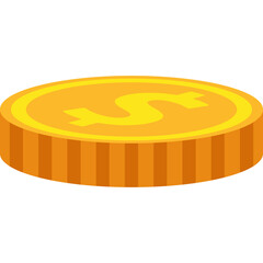 A Single Golden Coin With A Dollar Sign In The Center Against A White Transparent Background Representing Wealth And Financial Success