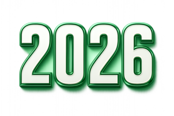 Modern green 2026 typography design isolated on white background new year concept