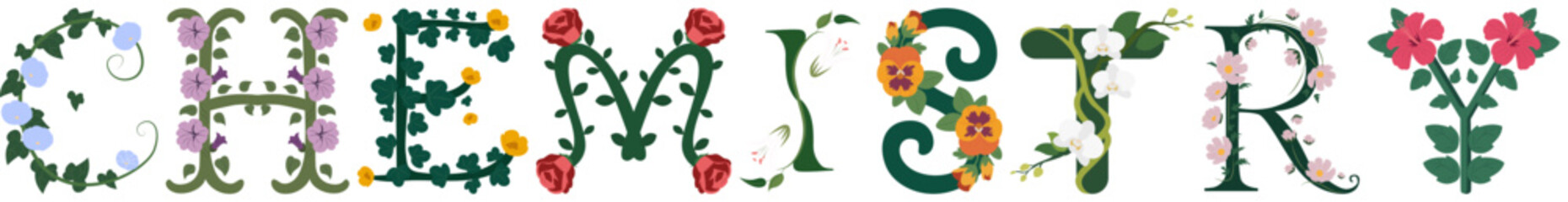 CHEMISTRY, Modern Botanical Letter Print Design