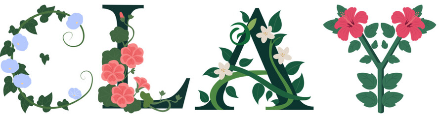 CLAY, Delicate Floral Typography Alphabet