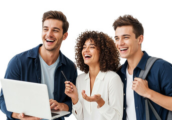 Group of Smiling Students Collaborating Together