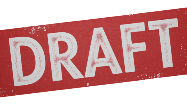 Urgent draft status warning sign for project approval