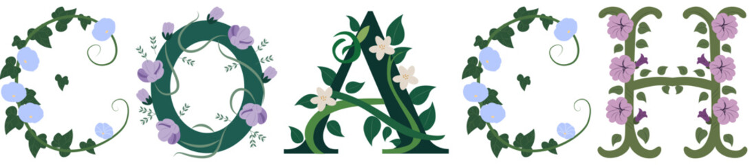 COACH, Floral Letter Vector Illustration Art