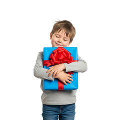 Child Hugging Gift Box with Joy
