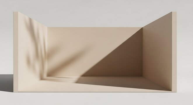 Elegant beige box with dynamic shadows for product display, offering a modern and minimalist aesthetic to showcase your brand's unique style and sophistication