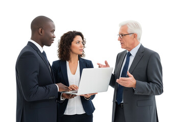 Team Collaboration Around Laptop in Business Attire