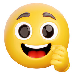Excited Yellow Face Emoticon Making Victory Punch Gesture With Wide Open Mouth And Joyful Eyes Against Transparent Background