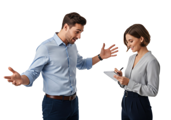 Business Discussion with Clipboard Notes