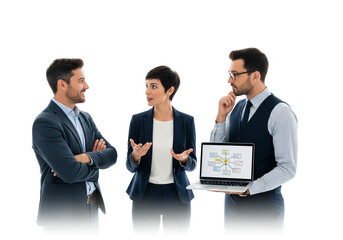Business Team Discussing Mind Map on Laptop