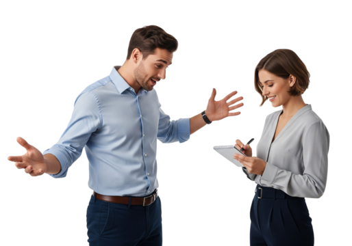 Business Discussion with Clipboard Notes