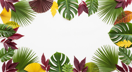 Tropical Leaf Border with Blank White Center for Creative Use