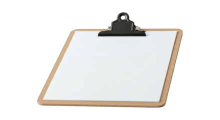 Clipboard with blank white paper against a stark black background
