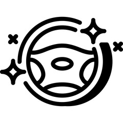 Car interior cleaning icon. Steering wheel and cabin wash