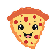 Cute cartoon kawaii pizza slice.