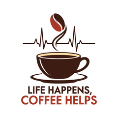 Coffee cup with heartbeat and bean saucer