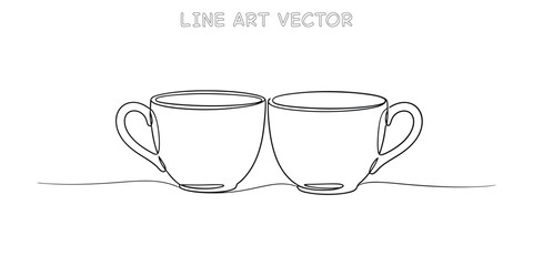 Two simple line art coffee cups side by side