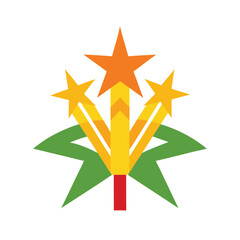 Sugar cane bundle star cluster emblem design