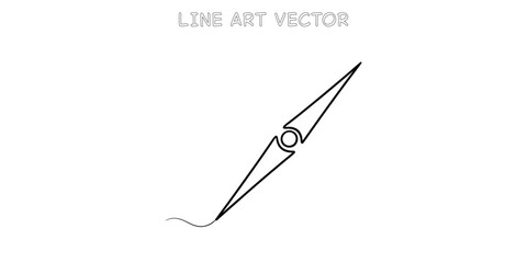 Simple drawing of a compass needle with line art