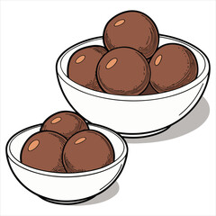 Two bowls of gulab jamun, an indian dessert