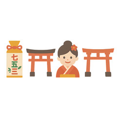 七五三のイラストアイコンセット｜Shichigosan Festival Icons Set