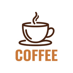 Obraz premium Steaming coffee cup with text saucer