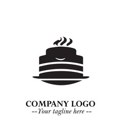 Delicious Cake Icon Symbol in Black on White Background with Sweet Minimalist Modern Design