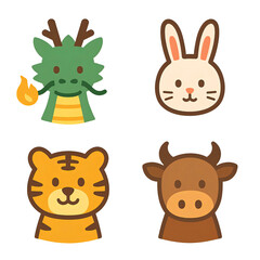 Obraz premium 干支の動物アイコンセット｜Zodiac Animals Icon Set
