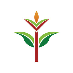 Sugar cane sprout geometric flower emblem design