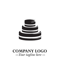 Delicious Cake Icon Symbol in Black on White Background with Sweet Minimalist Modern Design