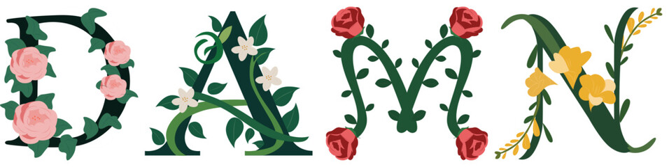 DAMN, Nature Inspired Floral Alphabet Design