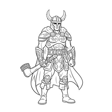 Norse Mythology God Heimdall Vigilant Watchman Coloring Page for Kids Creative Fun