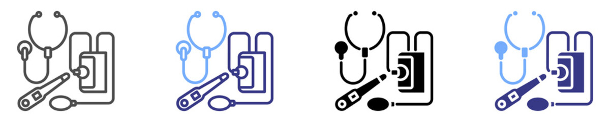 medical equipment icon set multiple style