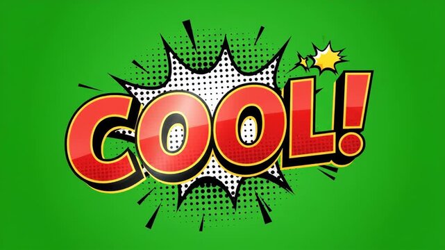 Comic book style word cool on a bright green background