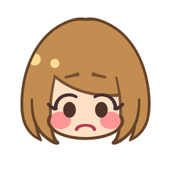 Fototapeta premium 女の子の困り顔かわいいアイコンイラスト素材