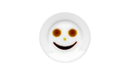 olive oil and vinegar smily face on a plate isolated png file