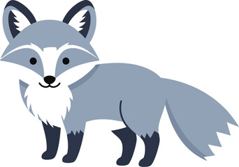 Cute arctic fox standing on snow in a minimalist vector illustration style perfect for children's books and winter themed designs © Sana