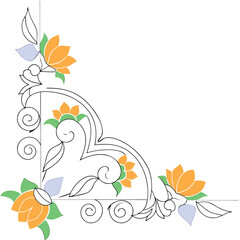 Classic jamdani inspired floral corner ornament design