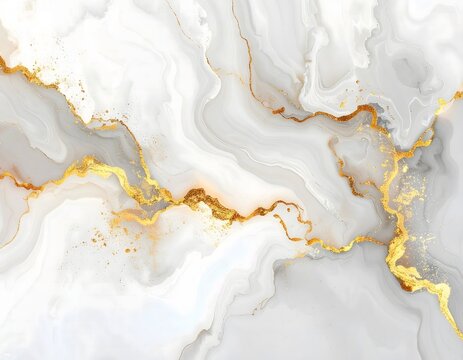 White Marble Texture with Golden Veins Background
