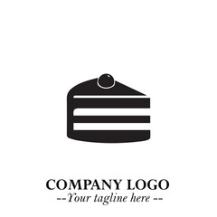 Obraz premium Delicious Cake Icon Symbol in Black on White Background with Sweet Minimalist Modern Design