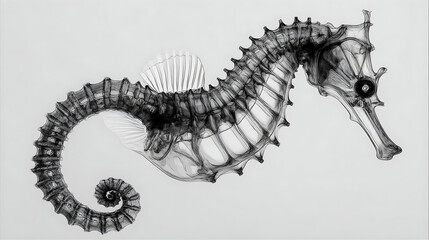 Obraz premium Elegant Seahorse Illustration in Black and White