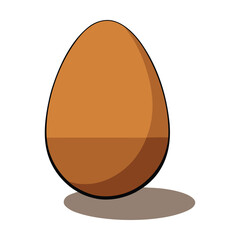 A single brown hen egg rests gently, casting a soft shadow beneath, highlighting its smooth, natural curves and warm, earthy tone.
