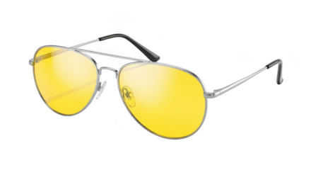 Stylish aviator sunglasses with yellow lenses for enhanced visibility and fashion