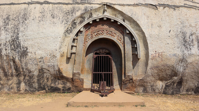 Ancient Rock cut Barabar Caves, Carved Back in 2nd BCE During  Maurya Empire, Makhdumpur, Jehanabad, Bihar, India.