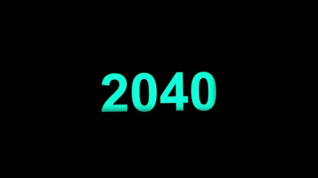 New year 2025 to 2040 scroll animation. Dynamic scrolling progression timeline animation black background.
