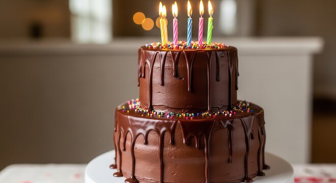 Two tier chocolate birthday cake