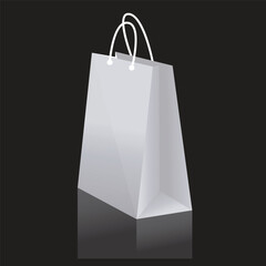 White paper bag, with black cloth handle design, template