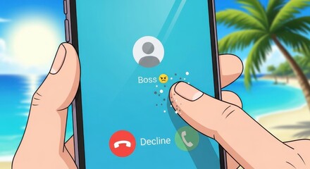 Avoiding responsibilities: Beach day interruption with an angry boss calling