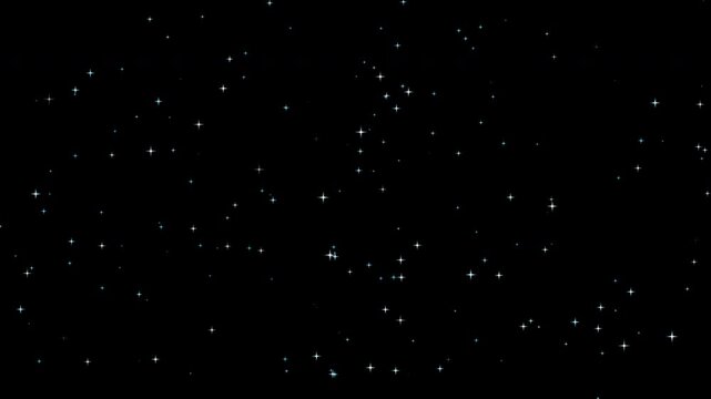 Space Background Loop Animation Video. twinkling stars in outer space 4K motion graphic. Dazzling glowing stars, magical twinkling stars, 4k glitter animation alpha channel included.